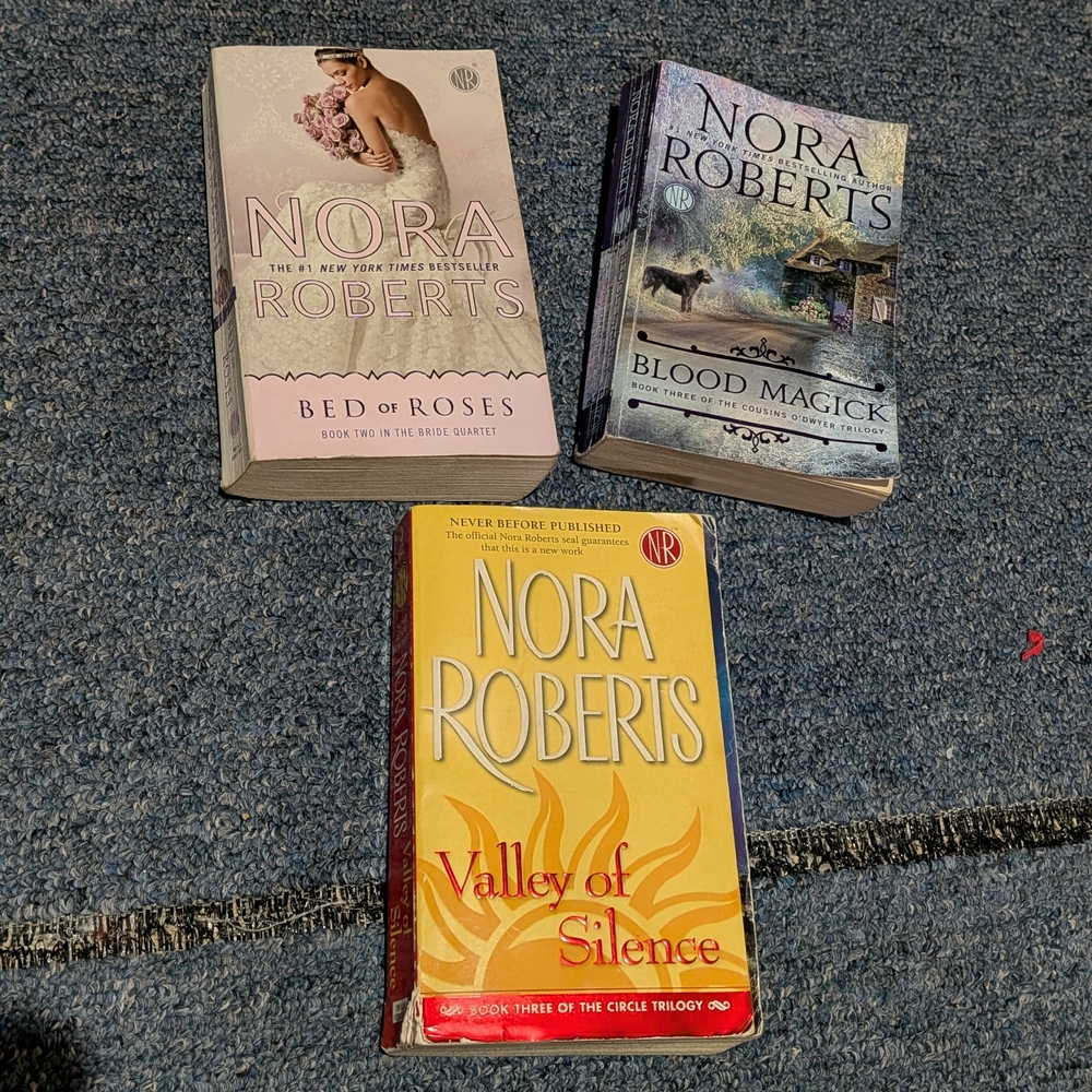 Nora Roberts Book Set - Bed of Roses, Blood Magick, Valley of Silence